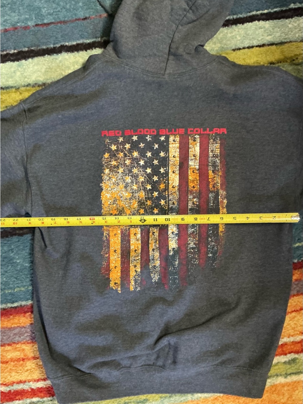 Grunt Style Gray Pullover Hoodie Flag Patriot Size Large see pics - Picture 4 of 5